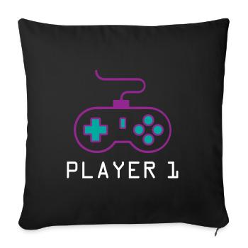 Joueur 1 Joueur - Housse de coussin décorative 45 x 45 cm - noir - Devant