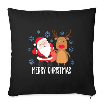 Merry Christmas Rudolph Santa Claus Design - Housse de coussin décorative 45 x 45 cm - noir - Devant