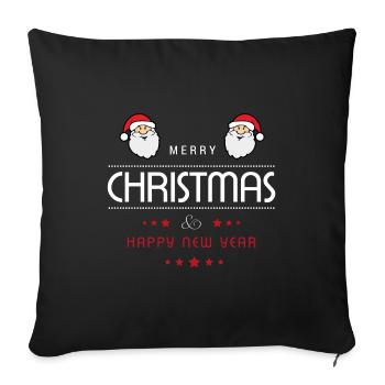 Weihnachten Merry Christmas Happy New Year - Sofakissenbezug 45 x 45 cm - Schwarz - Vorne
