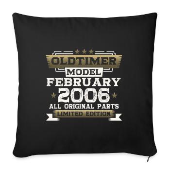 18. Geburtstag Oldtimer Februar Jahrgang 2006 - Sofakissenbezug 45 x 45 cm - Schwarz - Vorne