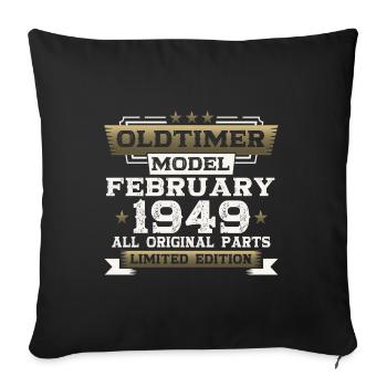 75e anniversaire Vintage Février Millésime 1949 - Housse de coussin décorative 45 x 45 cm - noir - Devant