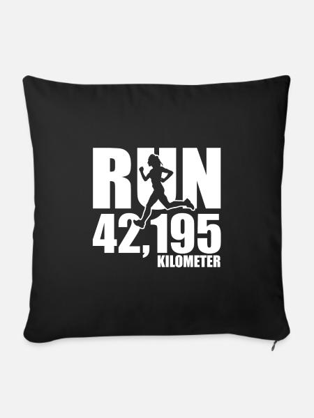 Running Marathon T-Shirt - Housse de coussin décorative 45 x 45 cm - noir