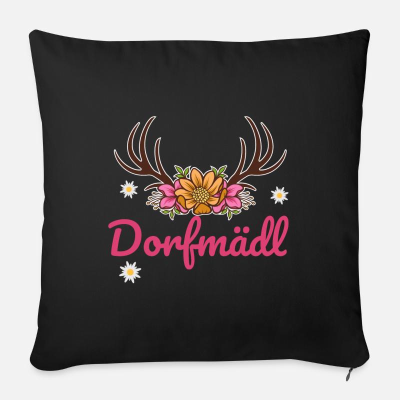 Dorfmädel Dorfmädchen Dorf Dorfmädl Damen - Sofakissenbezug 45 x 45 cm - Schwarz