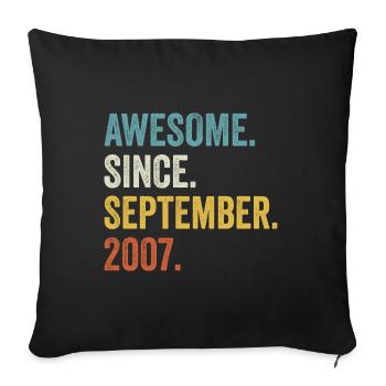 Génial depuis septembre 2007 15ème anniversaire - Housse de coussin décorative 45 x 45 cm - noir - Devant