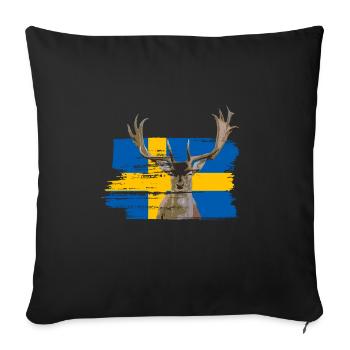 Sweden moose - Sofa pillowcase 17,3'' x 17,3'' (45 x 45 cm) - black - Front