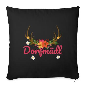Dorfmädel Dorfmädchen Dorf Dorfmädl Damen - Sofakissenbezug 45 x 45 cm - Schwarz - Vorne