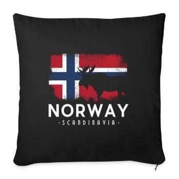 NORWAY SCANDINAVIA NOREG NORGE NORWEGIAN - Sofa pillowcase 17,3'' x 17,3'' (45 x 45 cm) - black - Front