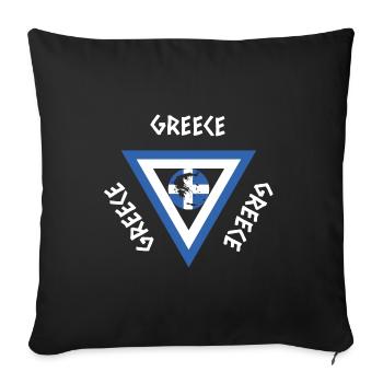 Grèce drapeau triangle Athènes Crète Kos - Housse de coussin décorative 45 x 45 cm - noir - Devant
