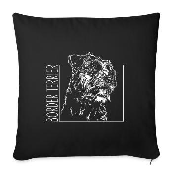 BORDER TERRIER Dog Dog Portrait Wilsigns - Sofa pillowcase 17,3'' x 17,3'' (45 x 45 cm) - black - Front