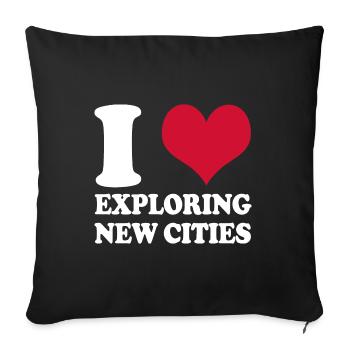 Visite guidée de la ville J’aime explorer de nouvelles - Housse de coussin décorative 45 x 45 cm - noir - Devant