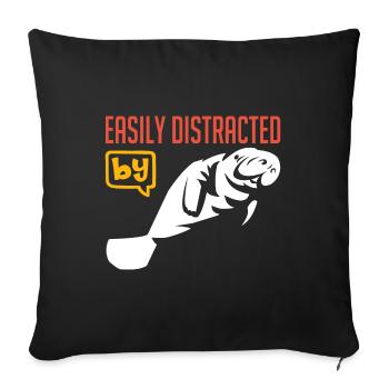 Easily distracted by manatees, I love dugongs - Sofa pillowcase 17,3'' x 17,3'' (45 x 45 cm) - black - Front