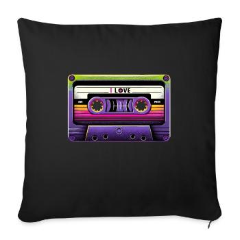 Neon Retro Mixtape - Sofa pillowcase 17,3'' x 17,3'' (45 x 45 cm) - black - Front