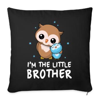 Je suis le petit frère - Petit frère Chouette mignonne - Housse de coussin décorative 45 x 45 cm - noir - Devant