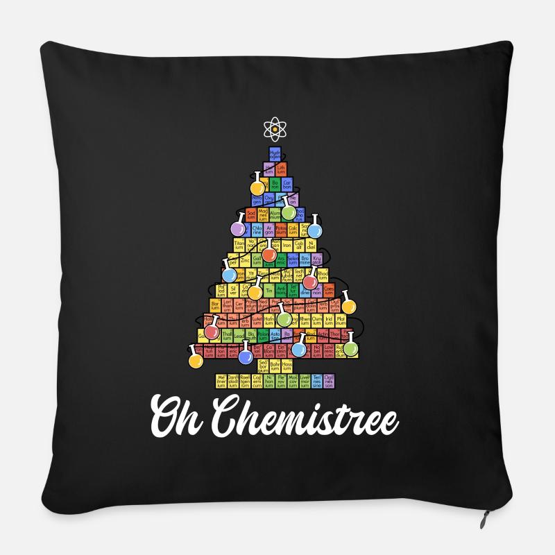 Oh Chemistree - bunter Christbaum der Elemente - Sofakissenbezug 45 x 45 cm - Schwarz