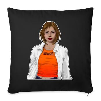 Hübsche Frau mit Hemd mit weißem Rahmen - Sofakissenbezug 45 x 45 cm - Schwarz - Vorne