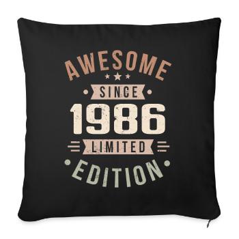 Original 1986 Vintage Vintage anniversaire 1986 - Housse de coussin décorative 45 x 45 cm - noir - Devant