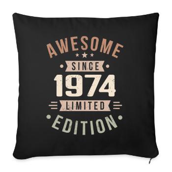 Original 1974 Vintage Vintage Birthday 1974 - Sofa pillowcase 17,3'' x 17,3'' (45 x 45 cm) - black - Front