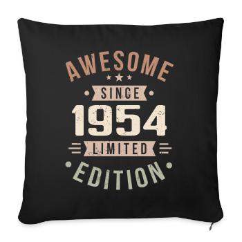 Original 1954 Vintage Vintage anniversaire 1954 - Housse de coussin décorative 45 x 45 cm - noir - Devant