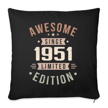 Original 1951 Vintage Vintage Birthday 1951 - Sofa pillowcase 17,3'' x 17,3'' (45 x 45 cm) - black - Front