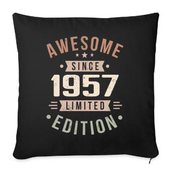 Original 1957 Vintage Vintage anniversaire 1957 - Housse de coussin décorative 45 x 45 cm - noir - Devant
