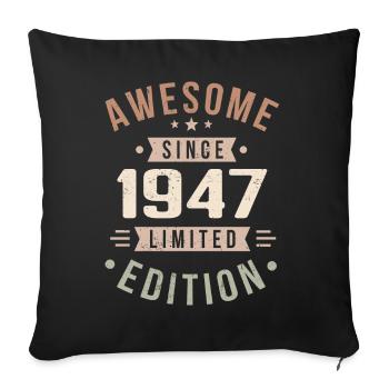 Original 1947 Vintage Vintage Birthday 1947 - Sofa pillowcase 17,3'' x 17,3'' (45 x 45 cm) - black - Front