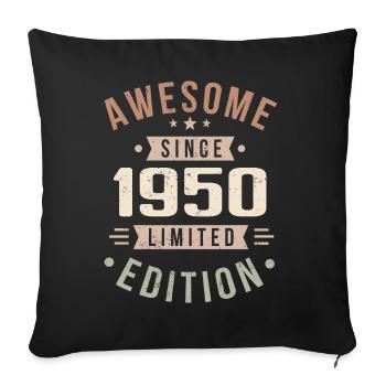 Original des années 1950 Vintage Vintage anniversaire des années 1950 - Housse de coussin décorative 45 x 45 cm - noir - Devant
