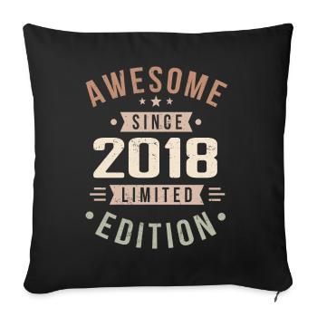Original 2018 Vintage Vintage Birthday 2018 - Sofa pillowcase 17,3'' x 17,3'' (45 x 45 cm) - black - Front