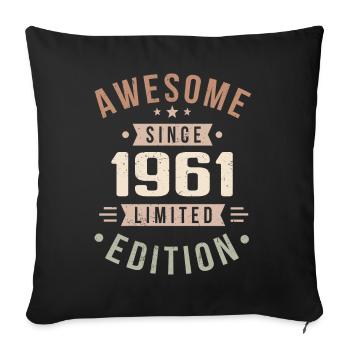 Original 1961 Vintage Vintage Birthday 1961 - Sofa pillowcase 17,3'' x 17,3'' (45 x 45 cm) - black - Front