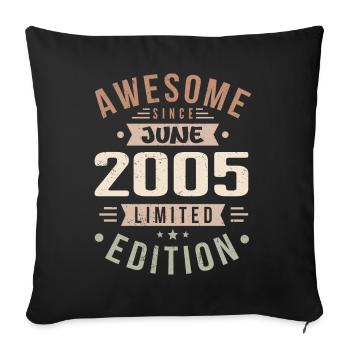 June 2005 Birthday June 2005 Gift June 2005 - Sofa pillowcase 17,3'' x 17,3'' (45 x 45 cm) - black - Front