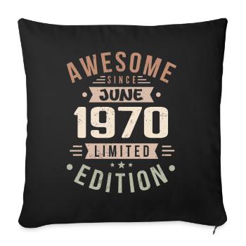 Juin 1970 Anniversaire Juin 1970 Cadeau Juin 1970 - Housse de coussin décorative 45 x 45 cm - noir - Devant