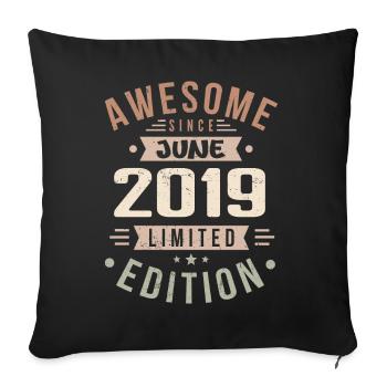 June 2019 Birthday June 2019 Gift June 2019 - Sofa pillowcase 17,3'' x 17,3'' (45 x 45 cm) - black - Front