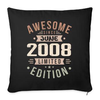 Juin 2008 Anniversaire Juin 2008 Cadeau Juin 2008 - Housse de coussin décorative 45 x 45 cm - noir - Devant