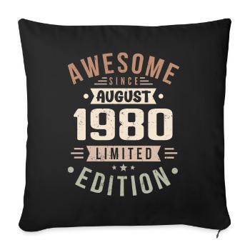Août 1980 Anniversaire en Août 1980 Millésime 1980 - Housse de coussin décorative 45 x 45 cm - noir - Devant