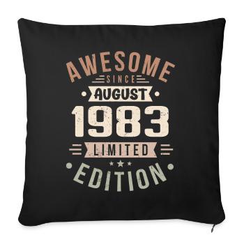 August 1983 Birthday in August 1983 Vintage 1983 - Sofa pillowcase 17,3'' x 17,3'' (45 x 45 cm) - black - Front