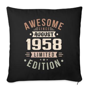 Août 1958 Anniversaire en Août 1958 Millésime 1958 - Housse de coussin décorative 45 x 45 cm - noir - Devant