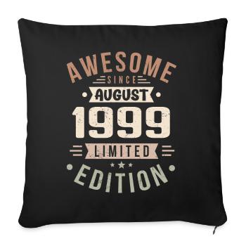 Août 1999 Anniversaire en Août 1999 Millésime 1999 - Housse de coussin décorative 45 x 45 cm - noir - Devant