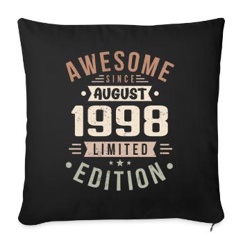 Août 1998 Anniversaire en Août 1998 Millésime 1998 - Housse de coussin décorative 45 x 45 cm - noir - Devant