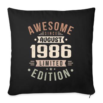 Août 1986 Anniversaire en Août 1986 Millésime 1986 - Housse de coussin décorative 45 x 45 cm - noir - Devant