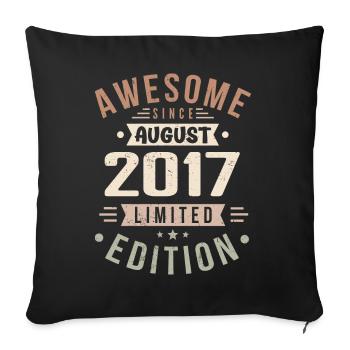 Août 2017 Anniversaire en août 2017 Millésime 2017 - Housse de coussin décorative 45 x 45 cm - noir - Devant