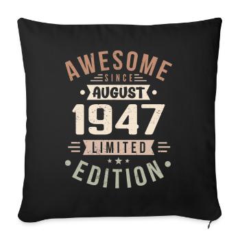 Août 1947 Anniversaire en août 1947 Millésime 1947 - Housse de coussin décorative 45 x 45 cm - noir - Devant
