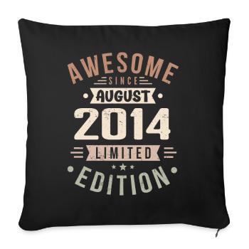 Août 2014 Anniversaire en août 2014 Millésime 2014 - Housse de coussin décorative 45 x 45 cm - noir - Devant