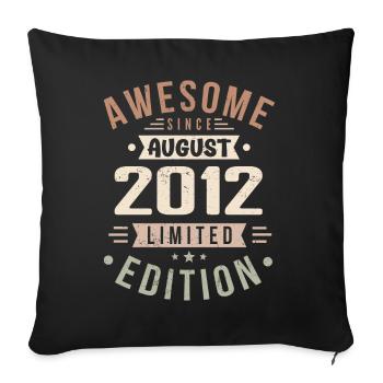 Août 2012 Anniversaire en Août 2012 Millésime 2012 - Housse de coussin décorative 45 x 45 cm - noir - Devant