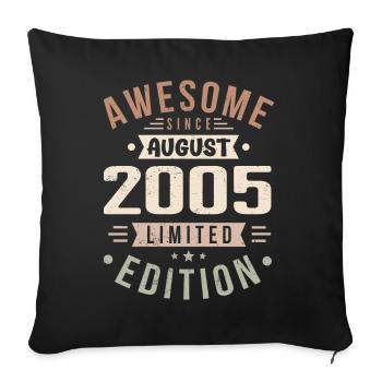 Août 2005 Anniversaire en Août 2005 Millésime 2005 - Housse de coussin décorative 45 x 45 cm - noir - Devant