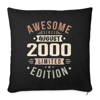 Août 2000 Anniversaire en Août 2000 Millésime 2000 - Housse de coussin décorative 45 x 45 cm - noir - Devant