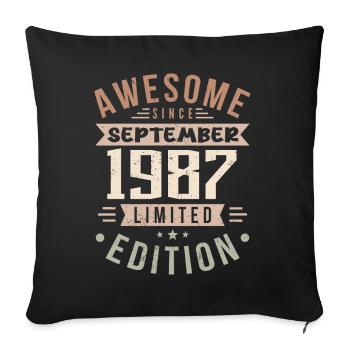 1987 September Birthday Born September 1987 - Sofa pillowcase 17,3'' x 17,3'' (45 x 45 cm) - black - Front