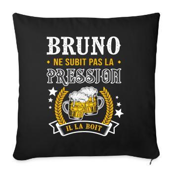 Bruno bière cadeau humour bruno - Housse de coussin décorative 45 x 45 cm - noir - Devant