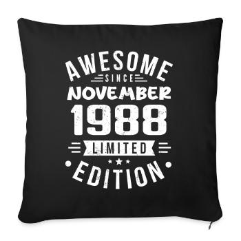 Légende idée cadeau novembre 1988 Novembre 1988 - Housse de coussin décorative 45 x 45 cm - noir - Devant