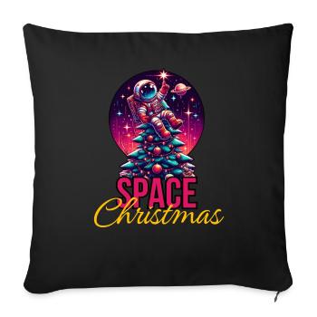 Astronaut with Christmas tree - Sofa pillowcase 17,3'' x 17,3'' (45 x 45 cm) - black - Front