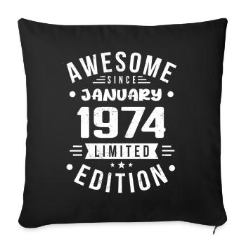 Janvier 1974 - Anniversaire Janvier 1974 I Janvier 1974 - Housse de coussin décorative 45 x 45 cm - noir - Devant