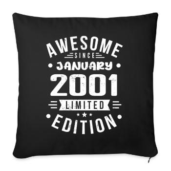 January 2001 - Birthday January 2001 I January 2001 - Sofa pillowcase 17,3'' x 17,3'' (45 x 45 cm) - black - Front